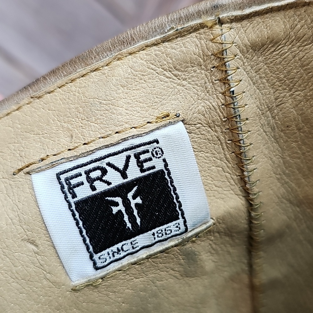 FRYE PAIGE TAUPE LEATHER TALL RIDING BOOTS - Picture 14 of 15